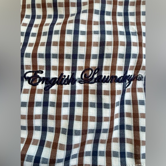 English Laundry Check Dress Shirt – Size 16/36-37 – Brown/Navy Plaid - Picture 6 of 9